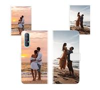 Sunrive Personalised Custom PU Leather Phone Case compatible with OPPO Find X2 Neo,Customised Cover with your own photo,image,Picture,or text Make Your Own Case + Phone Lanyard