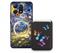 Sunrive Wallet Phone Case for Honor Win Turbo, with Magnetic Detachable Card Holder, Cute Card Wallet Case with Kickstand for Video, Shockproof Protective Case with Card Slot Holder - Butterfly