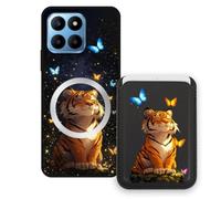 Sunrive Wallet Phone Case for Honor X8A, with Magnetic Detachable Card Holder, Cute Card Wallet Case with Kickstand for Video, Shockproof Protective Case with Card Slot Holder - Tiger