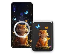 Sunrive Wallet Phone Case for Huawei Honor 8A, with Magnetic Detachable Card Holder, Cute Card Wallet Case with Kickstand for Video, Shockproof Protective Case with Card Slot Holder - Tiger