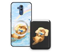 Sunrive Wallet Phone Case for Huawei Mate 20 Lite, with Magnetic Detachable Card Holder, Cute Card Wallet Case with Kickstand for Video, Shockproof Protective Case with Card Slot Holder - Beaver