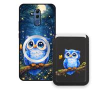 Sunrive Wallet Phone Case for Huawei Mate 20 Lite, with Magnetic Detachable Card Holder, Cute Card Wallet Case with Kickstand for Video, Shockproof Protective Case with Card Slot Holder - Owl
