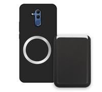Sunrive Wallet Phone Case for Huawei Mate 20 Lite, with Magnetic Detachable Card Holder, Cute Card Wallet Case with Kickstand for Video, Shockproof Protective Case with Card Slot Holder - Black