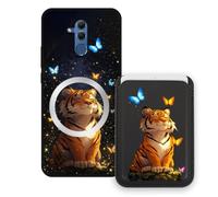 Sunrive Wallet Phone Case for Huawei Mate 20 Lite, with Magnetic Detachable Card Holder, Cute Card Wallet Case with Kickstand for Video, Shockproof Protective Case with Card Slot Holder - Tiger