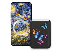 Sunrive Wallet Phone Case for Huawei Mate 20 Lite, with Magnetic Detachable Card Holder, Cute Card Wallet Case with Kickstand for Video, Shockproof Protective Case with Card Slot Holder - Butterfly