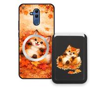 Sunrive Wallet Phone Case for Huawei Mate 20 Lite, with Magnetic Detachable Card Holder, Cute Card Wallet Case with Kickstand for Video, Shockproof Protective Case with Card Slot Holder - Fox