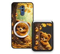 Sunrive Wallet Phone Case for Huawei Mate 20 Lite, with Magnetic Detachable Card Holder, Cute Card Wallet Case with Kickstand for Video, Shockproof Protective Case with Card Slot Holder - Bear