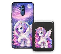 Sunrive Wallet Phone Case for Huawei Mate 20 Lite, with Magnetic Detachable Card Holder, Cute Card Wallet Case with Kickstand for Video, Shockproof Protective Case with Card Slot Holder - Unicorn