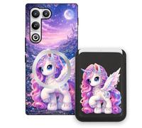Sunrive Wallet Phone Case for Nubia RedMagic11Air, with Magnetic Detachable Card Holder, Cute Card Wallet Case with Kickstand for Video, Shockproof Protective Case with Card Slot Holder - Unicorn