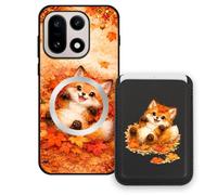 Sunrive Wallet Phone Case for ONEPLUS 15, with Magnetic Detachable Card Holder, Cute Card Wallet Case with Kickstand for Video, Shockproof Protective Case with Card Slot Holder - Fox