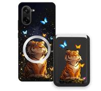 Sunrive Wallet Phone Case for Oneplus Ace5 Racing, with Magnetic Detachable Card Holder, Cute Card Wallet Case with Kickstand for Video, Shockproof Protective Case with Card Slot Holder - Tiger