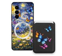 Sunrive Wallet Phone Case for OnePlus Turbo 6X, with Magnetic Detachable Card Holder, Cute Card Wallet Case with Kickstand for Video, Shockproof Protective Case with Card Slot Holder - Butterfly