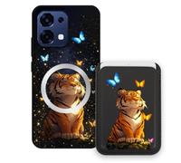 Sunrive Wallet Phone Case for Oppo A6 Pro 5G CPH2781, with Magnetic Detachable Card Holder, Cute Card Wallet Case with Kickstand for Video, Shockproof Protective Case with Card Slot Holder - Tiger