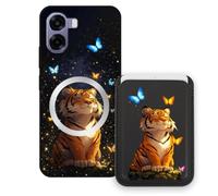 Sunrive Wallet Phone Case for Oppo A6c, with Magnetic Detachable Card Holder, Cute Card Wallet Case with Kickstand for Video, Shockproof Protective Case with Card Slot Holder - Tiger
