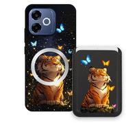 Sunrive Wallet Phone Case for Oppo A6S Pro, with Magnetic Detachable Card Holder, Cute Card Wallet Case with Kickstand for Video, Shockproof Protective Case with Card Slot Holder - Tiger