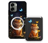 Sunrive Wallet Phone Case for Oppo A6X 4G/5G, with Magnetic Detachable Card Holder, Cute Card Wallet Case with Kickstand for Video, Shockproof Protective Case with Card Slot Holder - Tiger