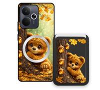 Sunrive Wallet Phone Case for Realme 14T 5G, with Magnetic Detachable Card Holder, Cute Card Wallet Case with Kickstand for Video, Shockproof Protective Case with Card Slot Holder - Bear