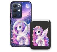 Sunrive Wallet Phone Case for Realme 15X 5G, with Magnetic Detachable Card Holder, Cute Card Wallet Case with Kickstand for Video, Shockproof Protective Case with Card Slot Holder - Unicorn