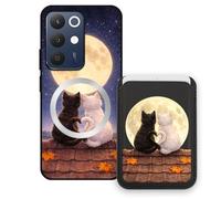 SUNRIVE Wallet Phone Case for Realme 15X 5G, with Magnetic Detachable Card Holder, Cute Card Wallet Case with Kickstand for Video, Shockproof Protective Case with Card Slot Holder - Cat