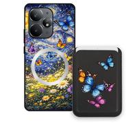 Sunrive Wallet Phone Case for Realme Neo7 Turbo, with Magnetic Detachable Card Holder, Cute Card Wallet Case with Kickstand for Video, Shockproof Protective Case with Card Slot Holder - Butterfly