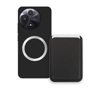 Sunrive Wallet Phone Case for TCL 605, with Magnetic Detachable Card Holder, Cute Card Wallet Case with Kickstand, Shockproof Protective Cover with Card Slot Holder - Black