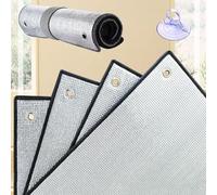 Sunroom Heat Insulation Film,Heat Reflective Window Film,Aluminium Foil Blackout Glass Window Tinting Film,Anti-Glare/Heat Reduce,Privacy Sun Blocker with Suction Cups,WxH-110x130cm/43''x51''