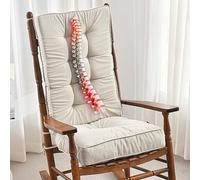 SUNROX Memory Foam Jumbo Rocking Chair Cushions, FadeShield Water Resistant Non Slip Durable Tufted Pads, Set of Seat & Back Cushion with Ties for Indoor/Outdoor Rocker, 2 Piece, Cream