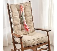 SUNROX Memory Foam Jumbo Rocking Chair Cushions, FadeShield Water Resistant Non Slip Durable Tufted Pads, Set of Seat & Back Cushion with Ties for Indoor/Outdoor Rocker, 2 Piece, Husk Birch