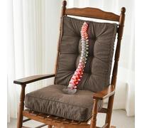 SUNROX Memory Foam Non Slip Rocking Chair Cushion, FadeShield Water Resistant Thicken Durable Tufted Pads, Set of Seat & Back Cushion with Ties for Indoor/Outdoor Rocker, 2 Piece, Heather Chestnut