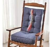 SUNROX Memory Foam Non Slip Rocking Chair Cushion, FadeShield Water Resistant Thicken Durable Tufted Pads, Set of Seat & Back Cushion with Ties for Indoor/Outdoor Rocker, 2 Piece, Heather Indigo