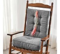 SUNROX Memory Foam Non Slip Rocking Chair Cushion, FadeShield Water Resistant Thicken Durable Tufted Pads, Set of Seat & Back Cushion with Ties for Indoor/Outdoor Rocker, 2 Piece, Heather Charcoal