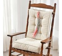 SUNROX Memory Foam Non Slip Rocking Chair Cushion, FadeShield Water Resistant Thicken Durable Tufted Pads, Set of Seat & Back Cushion with Ties for Indoor/Outdoor Rocker, 2 Piece, Cream