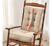 SUNROX Memory Foam Non Slip Rocking Chair Cushion, FadeShield Water Resistant Thicken Durable Tufted Pads, Set of Seat & Back Cushion with Ties for Indoor/Outdoor Rocker, 2 Piece, Husk Birch