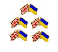 sunruchao 5PCs UK Ukraine Ukrainian Flag Lapel Pin Badges Dove of Peace Double Flag Pin Britain Metal Flag Brooch Badge Pins Brooch Souvenir Gift for Men Women Clothing Backpack Decor Gold Tone