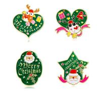 sunruchao Merry Christmas Enamel Pins Cute Xmas Brooch Pins Santa Claus Elk Cartoon Enamel Pins New Year Festival Party Lapel Badge Jewelry