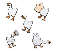 sunruchao5pcs White Goose Enamel Pins Cute Animal Brooches Funny Cartoon Duck Lapel Pins Backpack Clothes Decoration Jewelry Gifts For Friends Children Men Women