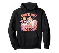 Suns Out Boos Out Cute Ghost Beach Halloween Design Pullover Hoodie