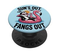 Sun's Out Fangs Out Funny Vampire Spooky Summer Design PopSockets Adhesive PopGrip