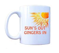 Suns Out Gingers in, Funny Novelty 11oz Tea/Coffee Mug, Gift, Office, Birthday