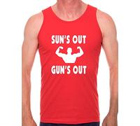 Sun's Out Gun's Out Mens Vest Sleeveless Tee X-Large Red
