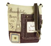 Sunsa Shoulder Bag Women's Canvas & Leather Medium Handbag Paris Print Vintage Lady Bag Shoulder Bag Crossbody Bag Ladies Bag Beautiful Gift for Women