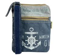 Sunsa Vegan Shoulder Bag. Maritime Blue Women's Bag. Mini Canvas Shoulder Bag. Vintage Retro Handbag for Sea Lovers. Canvas Crossbody Bag