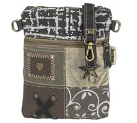 Sunsa Women's Shoulder Bag Small Crossbody Bag in Vintage with Patchwork Design Khaki Green Mini Canvas Bag and Leather Handbag Gift Ideas for Women/Girls