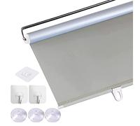 Sunscreen Blackout Roller Shades,Sunshade Roller Blinds With Suction Cups,Thermal Insulated Curtains,Privacy Screens,Suction Cup Roll Up Blinds for Home Office Windows,Grey-40×125cm(15.7 * 49.2in)