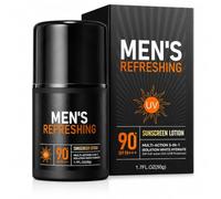 Sunscreen for Men, SPF 90+ Face Sun Cream, Mens SPF Moisturiser, UVA UVB Protection, Water Resistant Sunscreen - Non Greasy Lightweight Sun Lotion for Gym, Commute, Outdoor Sport & Holiday, 50g