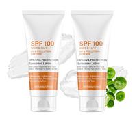 Sunscreen SPF 100, Factor 100 Face & Body Sunscreen, Waterproof Face Sun Lotion Cream, Moisturizing UVB/UVA Protection Sun Screen, Refreshing & Non Greasy, for All Skin Types and Ages (2PCS)