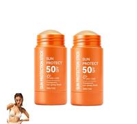 Sunscreen Stick, Lightweight Transparent Sun Stick SPF50+, Gentle Non-Irritating Physical Sunscreen for Daily Beach Outdoor Travel Touch-Up, Non-Greasy No White Cast Sun Stick for Face Body (2PCS)