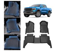 Sunsdrew Custom Fit for Floor Mats 2019-2022 Ford Ranger SuperCrew (Not fit SuperCab) All Weather Car Mats Carpet Heavy Duty Waterproof Odorless Full Set
