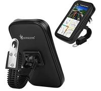 SUNSEATON 360-degree Rotating Waterproof Motorcycle Phone Support Holder, Motorbike Mount Case Stand Phone Holder, Universal Motorcycle Holder for Phones GPS Smaller than 6.2" (XL, Black)