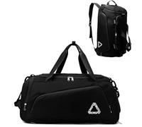 SUNSEATON Large Sports Bag, Backpack with Shoe Compartment, Wet Compartment, Weekly Travel Bag, Fitness Training Bag for Men, Women, Gym, Travel, Swimming, Sauna, Football (Black)